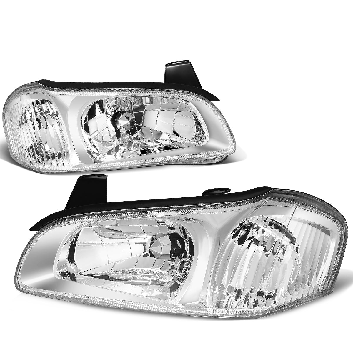 DNA Motoring, 00-01 Nissan Maxima Headlights - Chrome Housing Clear Corner