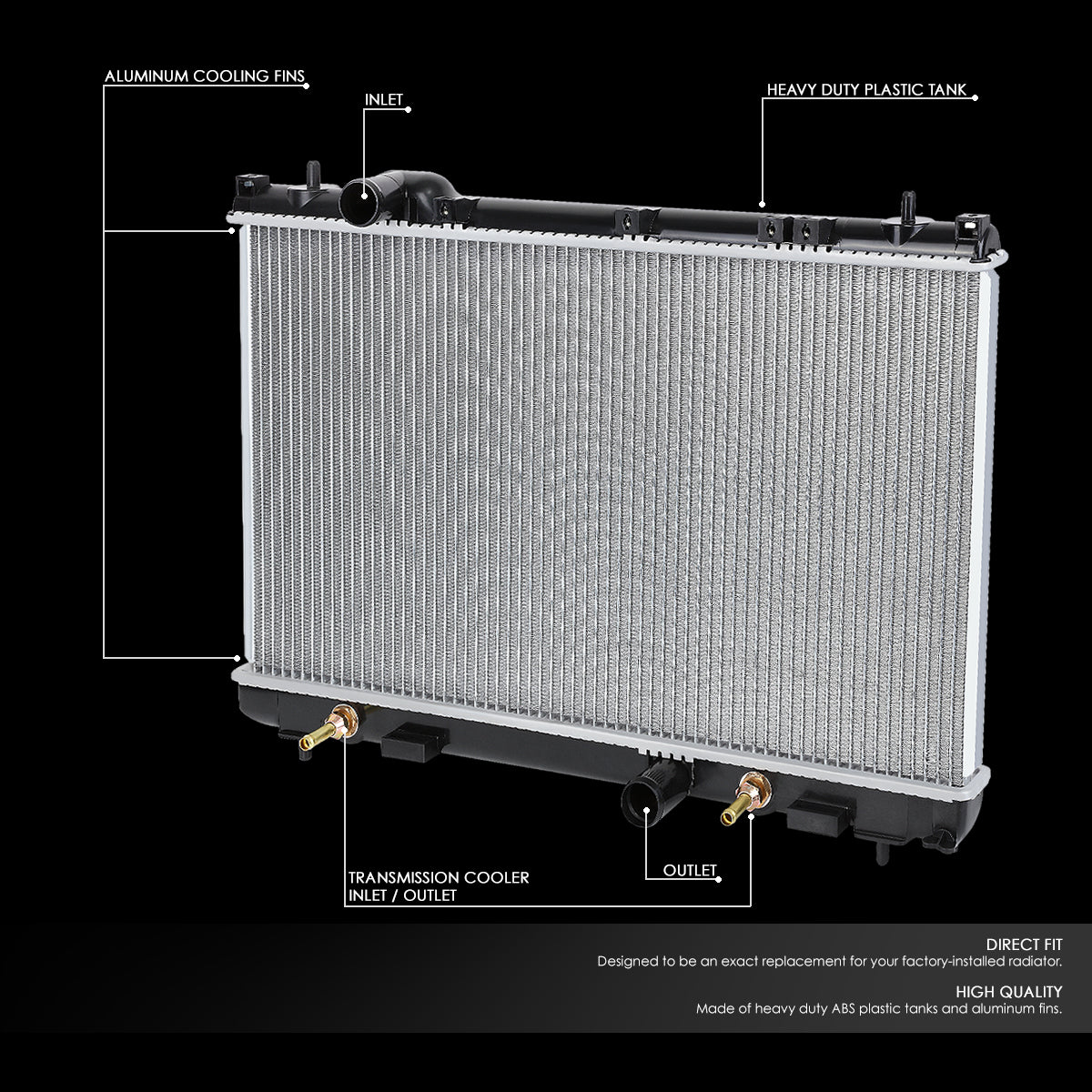 CAAP, 00-04 Dodge Plymouth Neon 2.0L AT Aluminum Radiator - 2362 - 1.25"Inlet