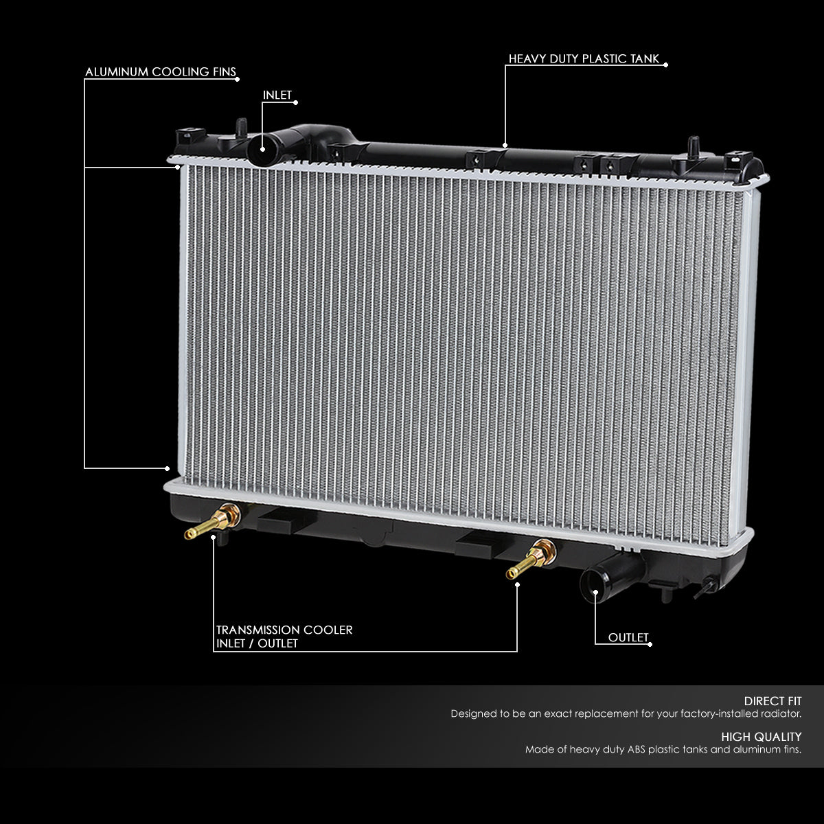 CAAP, 00-04 Dodge Plymouth Neon 2.0L AT Aluminum Radiator - 2363 - 1.31"/ 1.375" Inlet