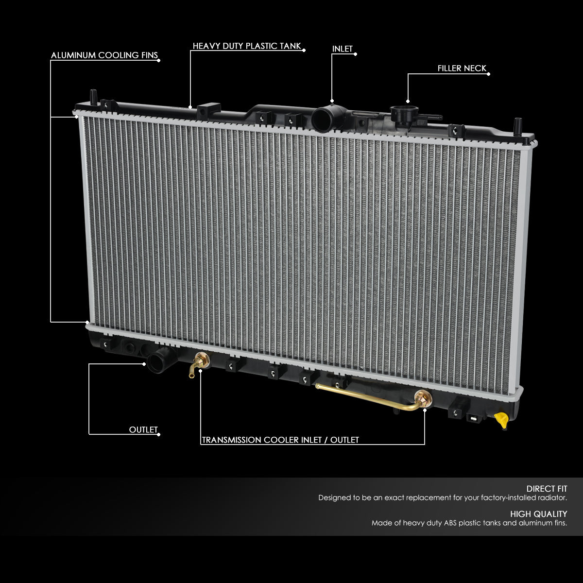 CAAP, 00-05 Mitsubishi Eclipse Chrysler Sebring Dodge Stratus V6 AT Aluminum Radiator - 2410