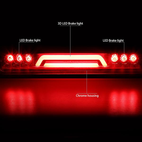 Nuvision Lighting, 00-06 Chevy Suburban 1500 2500 Tahoe Yukon XL LED Bar 3rd Brake Light - Chrome