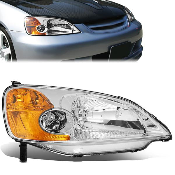 Nuvision Lighting, 01-03 Honda Civic Right/Passenger Side Headlight - Exclude Si Models - Factory Style - HO2503116