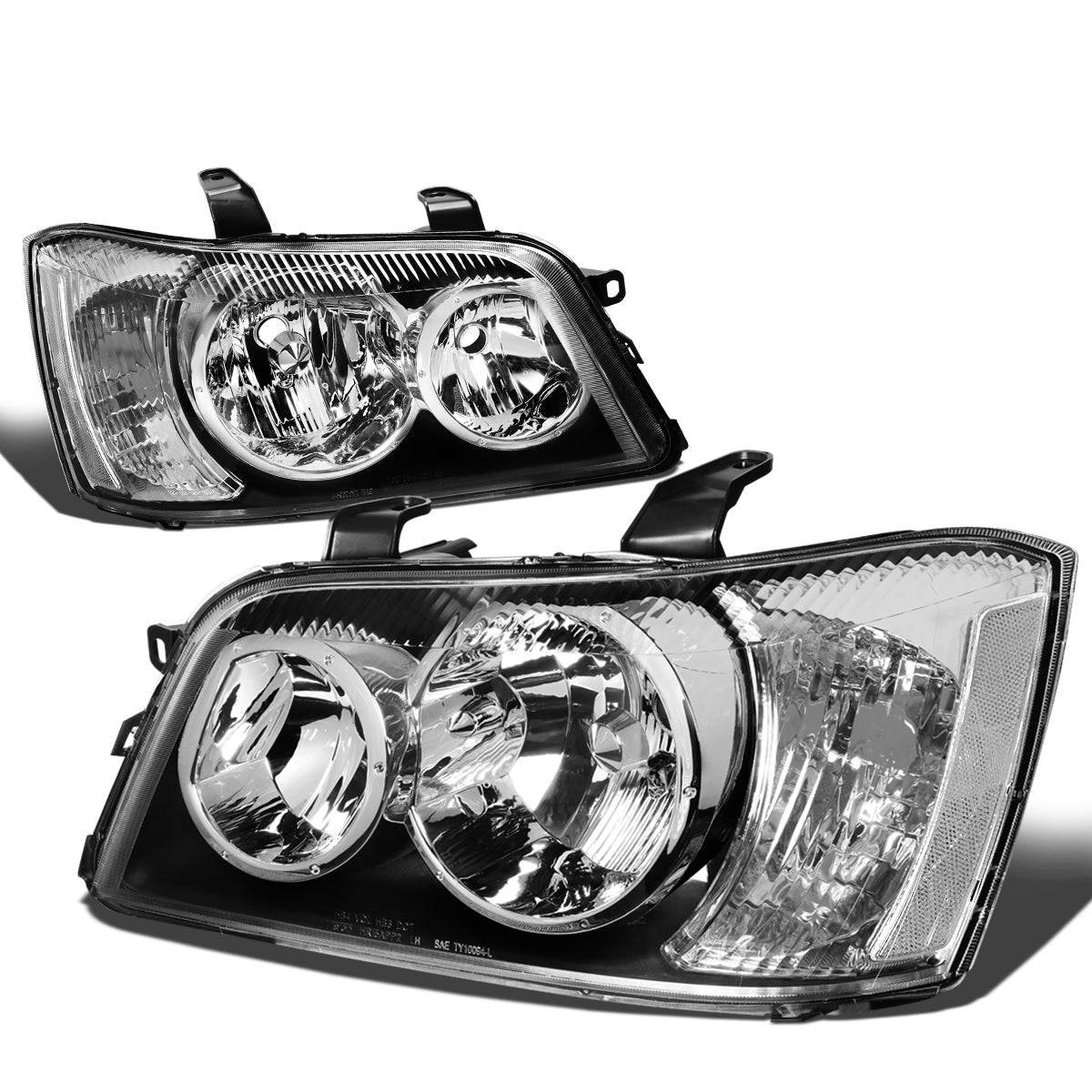 DNA Motoring, 01-03 Toyota Highlander Headlights - Black Housing Clear Corner