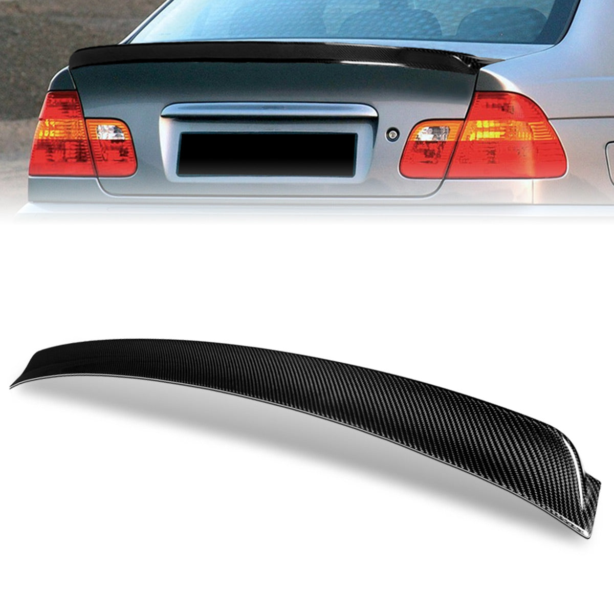 Stay Tuned Performance, 01-05 BMW 320i 325i 330i 330xi E46 Sedan AC-Style Rear Trunk Lid Spoiler - Carbon Fiber