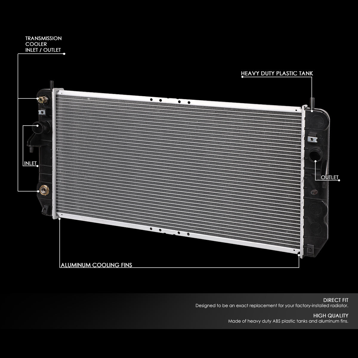 CAAP, 01-05 Cadillac Deville 4.6L 01-03 Oldsmobile Aurora 4.0L AT Aluminum Radiator - 2491