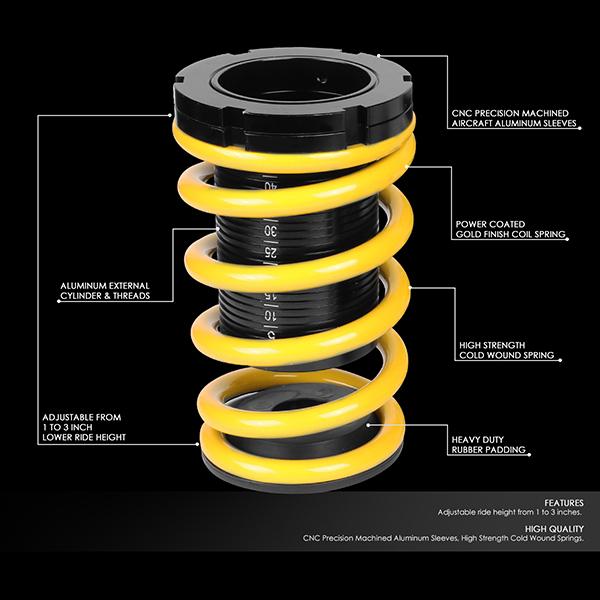 J2 Engineering, 01-05 Honda Civic Coupe/Sedan Aluminum Sleeve Coilover Springs - Adjustable