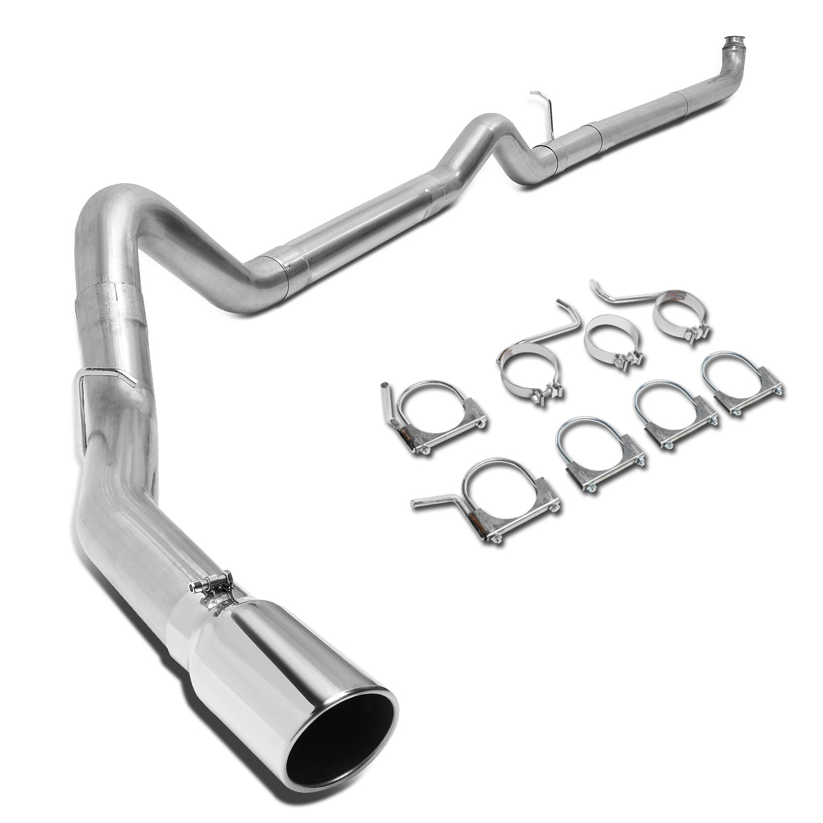 J2 Engineering, 01-07 Chevy Silverado GMC Sierra 6.6L Muffler Delete Downpipe-Back Exhaust w/5 in. OD Tip