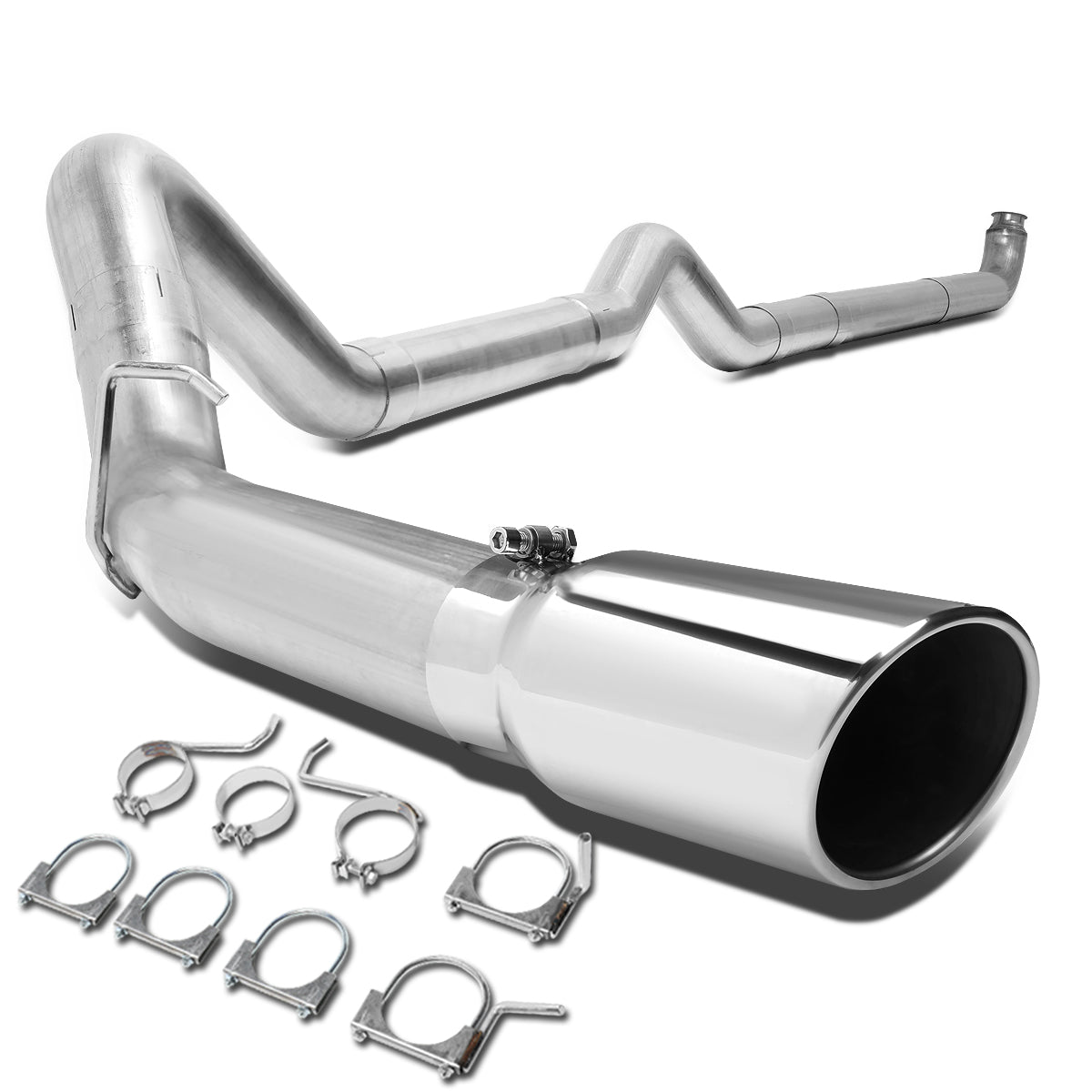 J2 Engineering, 01-07 Chevy Silverado GMC Sierra 6.6L Muffler Delete Downpipe-Back Exhaust w/5 in. OD Tip