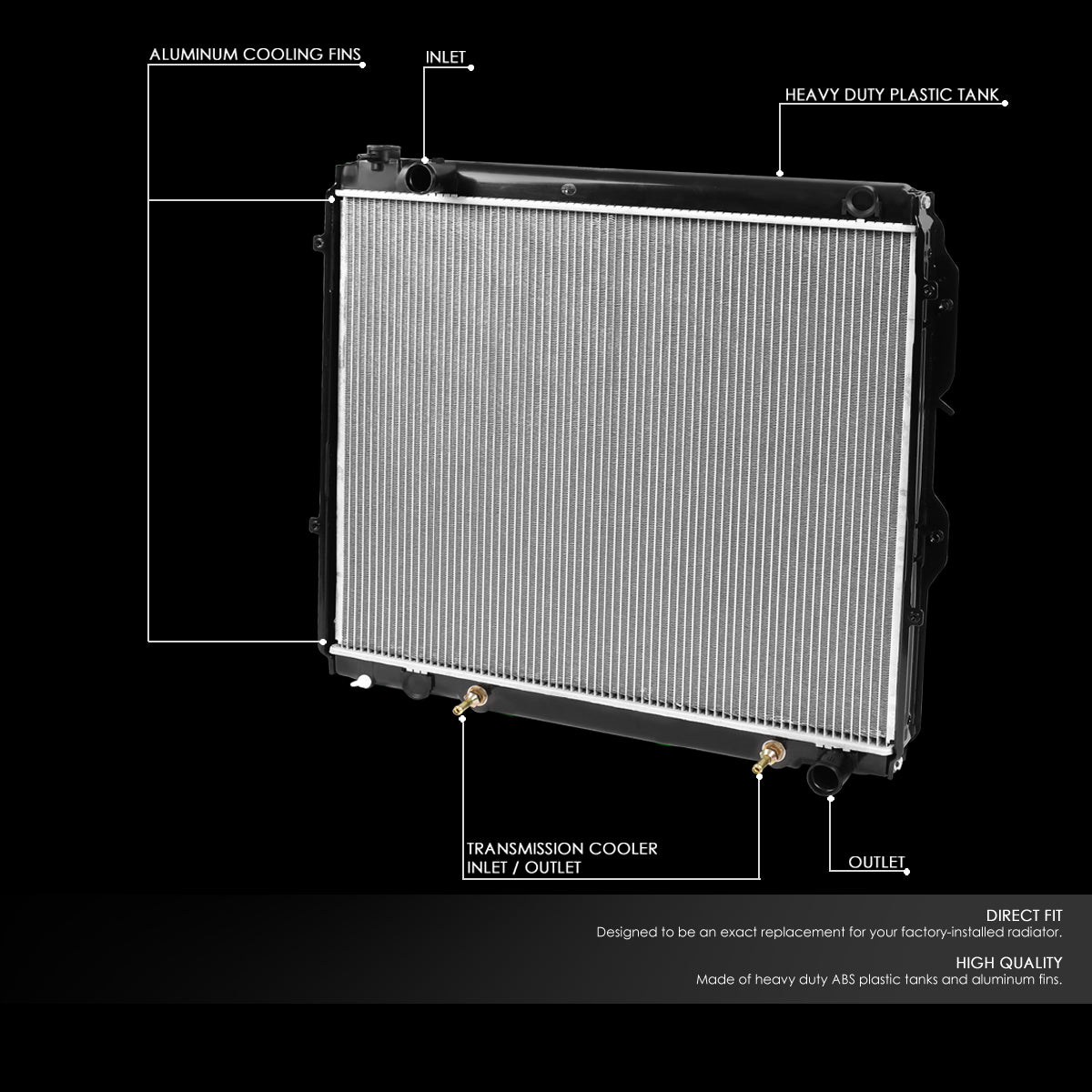 CAAP, 01-07 Toyota Sequoia 04-06 Tundra 4.7L AT Aluminum Radiator - 2376