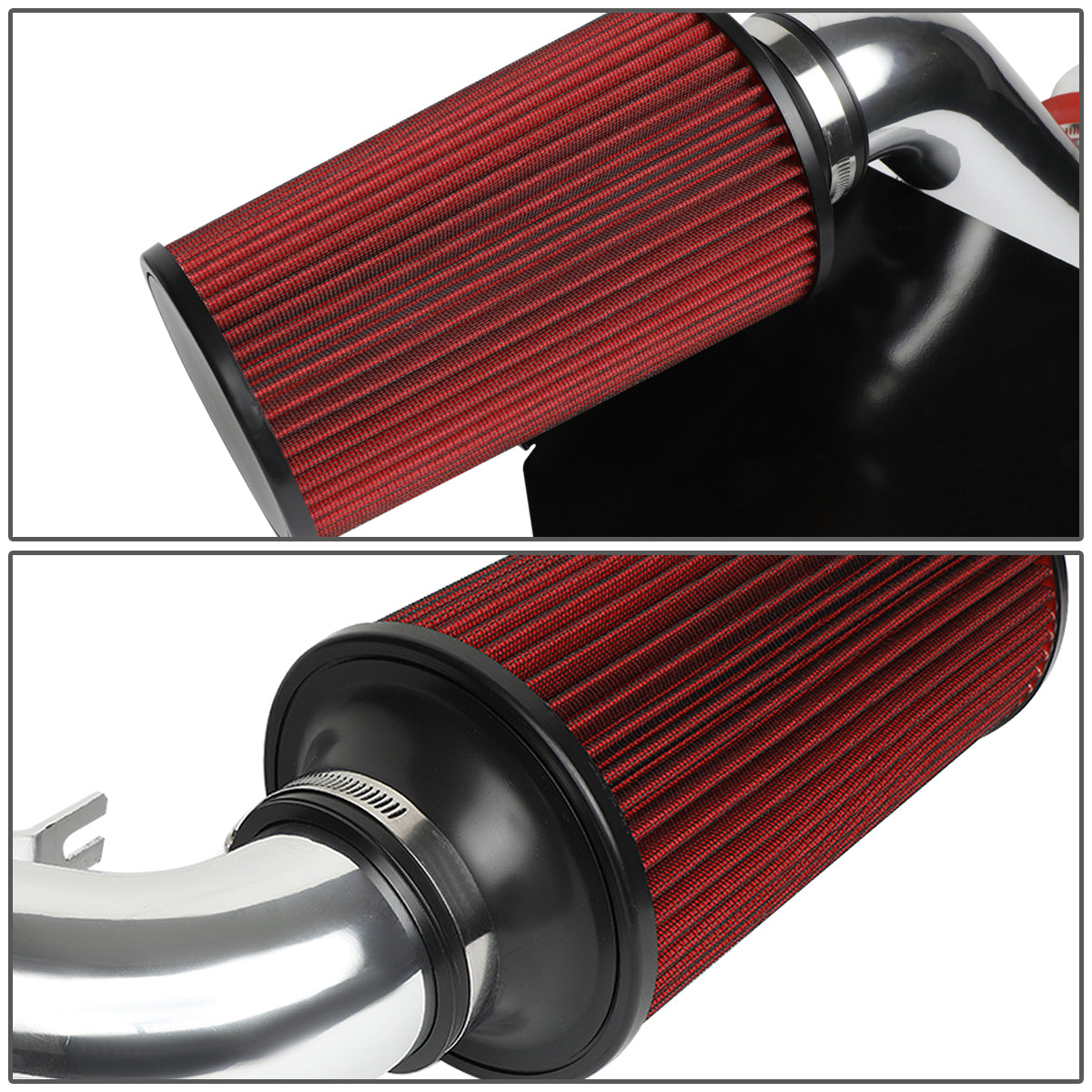 J2 Engineering, 02-03 Jeep Liberty 3.7L V6 Aluminum Cold Air Intake w/Heat Shield+Cone Filter