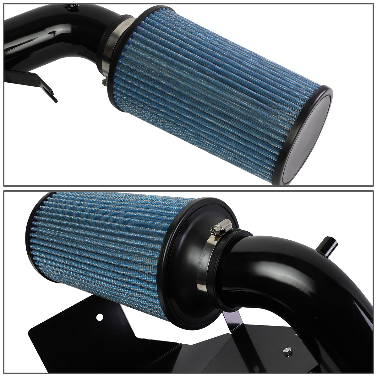 J2 Engineering, 02-03 Jeep Liberty 3.7L V6 Black Cold Air Intake w/Heat Shield+Cone Filter