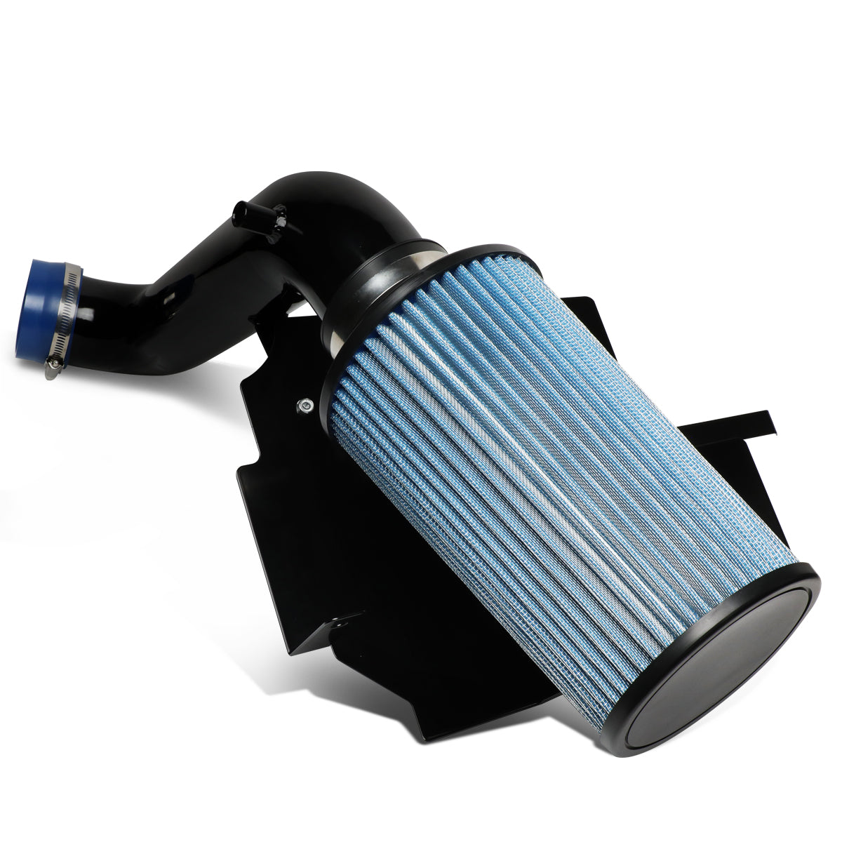 J2 Engineering, 02-03 Jeep Liberty 3.7L V6 Black Cold Air Intake w/Heat Shield+Cone Filter