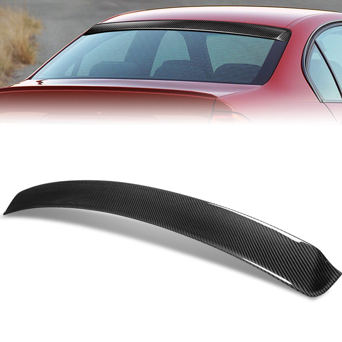 Stay Tuned Performance, 02-06 BMW 325xi 320i 330i E46 Sedan Rear Window Windshield Roof Spoiler - Carbon Fiber