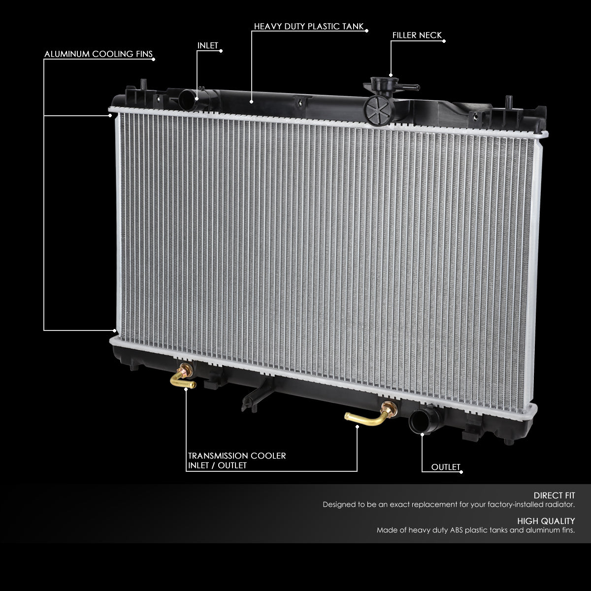 CAAP, 02-06 Toyota Camry 04-08 Solara L4 AT Aluminum Radiator - 2436