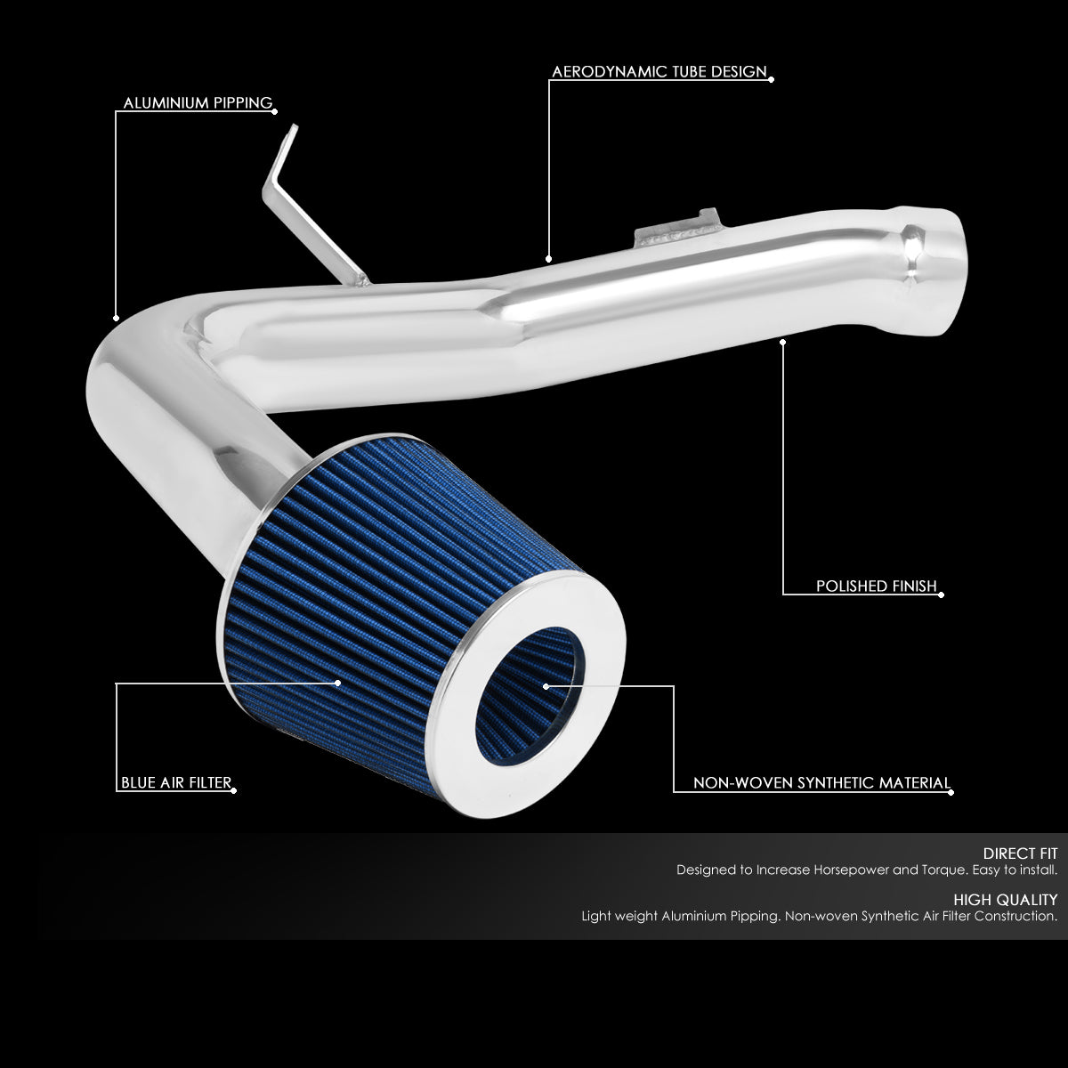 J2 Engineering, 02-07 Subaru Impreza WRX STI Aluminum Cold Air Intake w/Blue Cone Filter