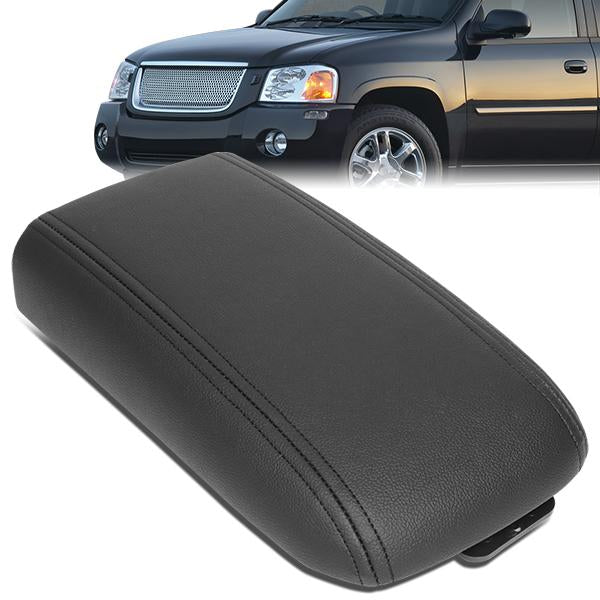 CAAP, 02-09 Chevy Trailblazer GMC Envoy Leather Center Console Lid w/Switch - Black