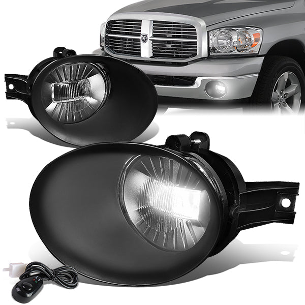 DNA Motoring, 02-09 Dodge Ram 1500 2500 3500 LED Truck Clear Lens Fog Lights - w/Bezel+Switch