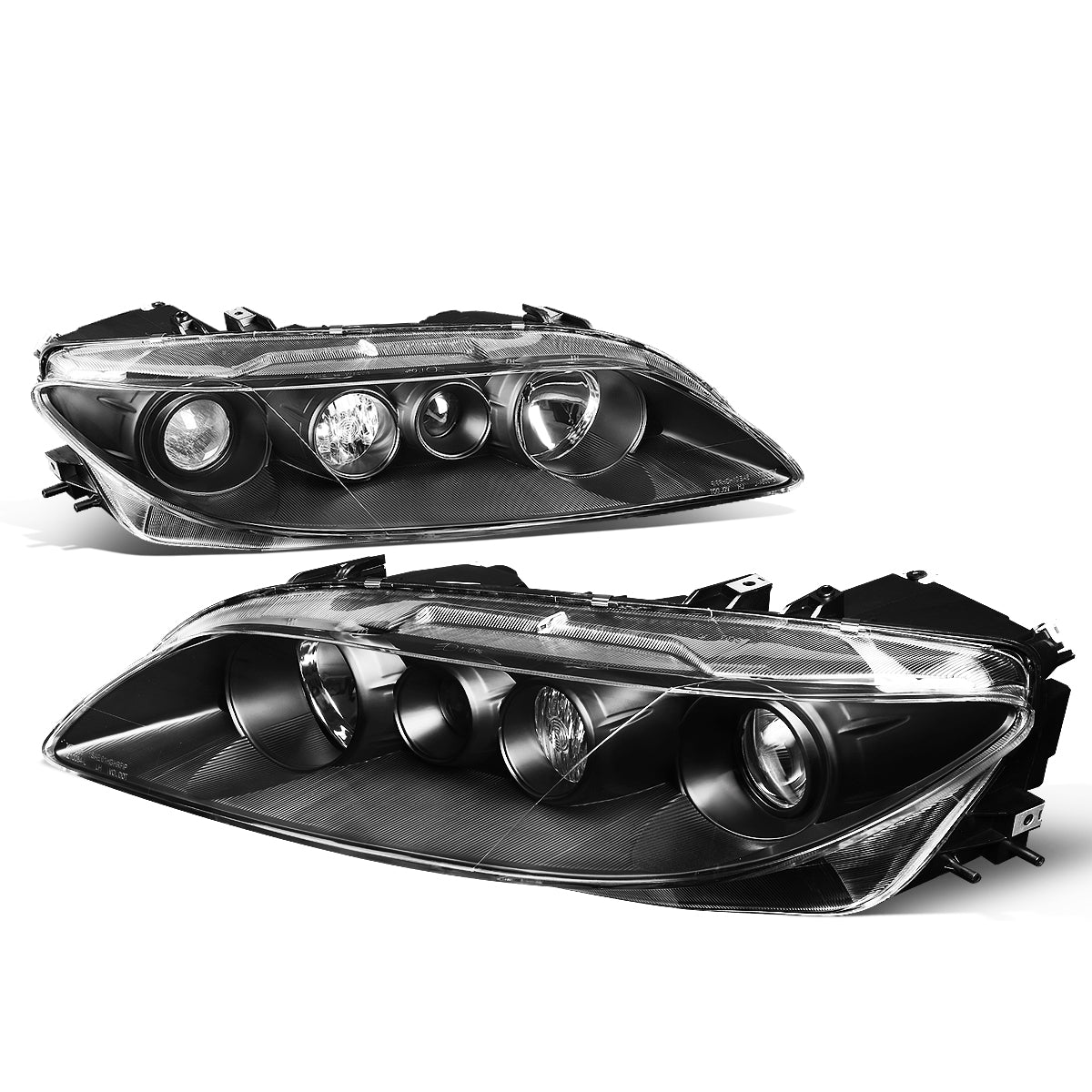 DNA Motoring, 03-05 Mazda 6 Projector Headlights with Fog Lamps - Black Housing