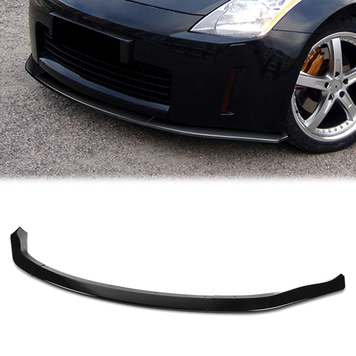 Stay Tuned Performance, 03-05 Nissan 350Z Front Bumper Lip - 3 Pieces CT Style [Gloss Black]