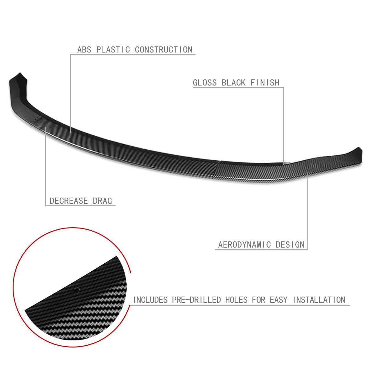 Stay Tuned Performance, 03-05 Nissan 350Z Z33 Front Bumper Lip - 3-Pieces CT-Style [Carbon Fiber Look]