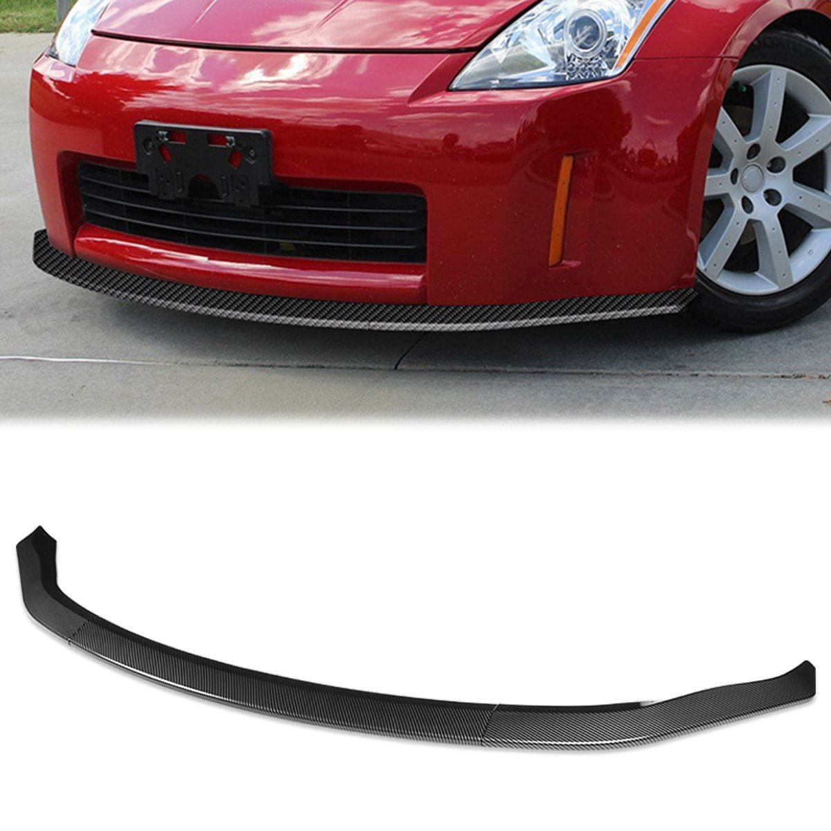 Stay Tuned Performance, 03-05 Nissan 350Z Z33 Front Bumper Lip - 3-Pieces CT-Style [Carbon Fiber Look]