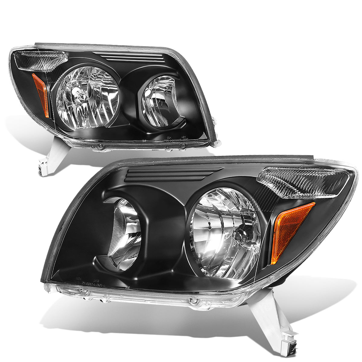 DNA Motoring, 03-05 Toyota 4Runner Headlights - Black Housing Amber Corner