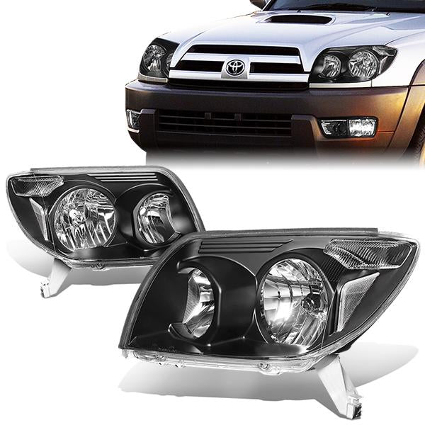 DNA Motoring, 03-05 Toyota 4Runner Headlights - Black Housing Clear Corner