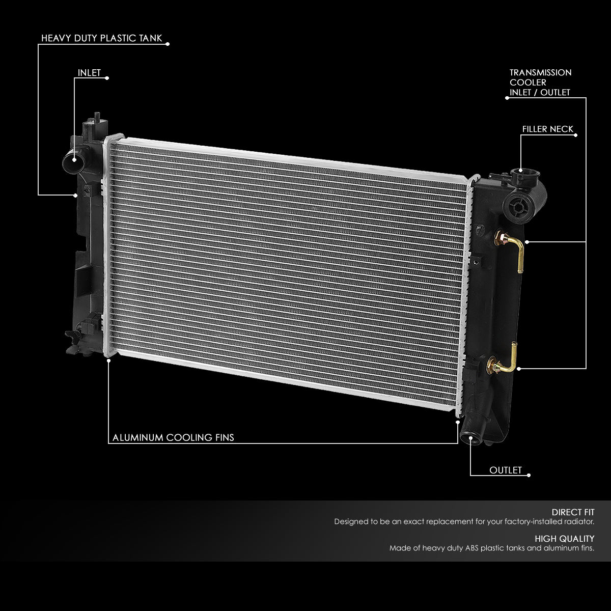 CAAP, 03-08 Toyota Corolla Matrix Pontiac Vibe AT MT Aluminum Radiator - 2428