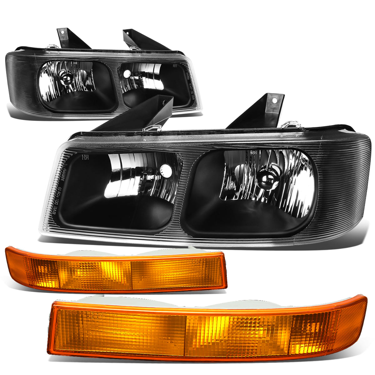 DNA Motoring, 03-20 Chevy Express GMC Savana 1500 2500 3500 Headlights+Amber Bumper Lamps