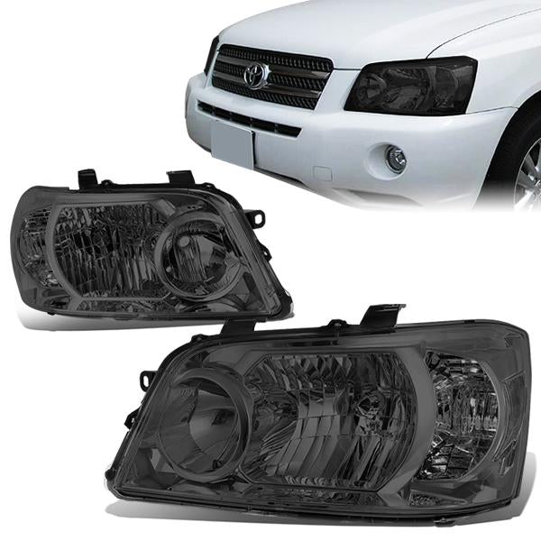 DNA Motoring, 04-06 Toyota Highlander Headlights - Smoked Housing Clear Corner