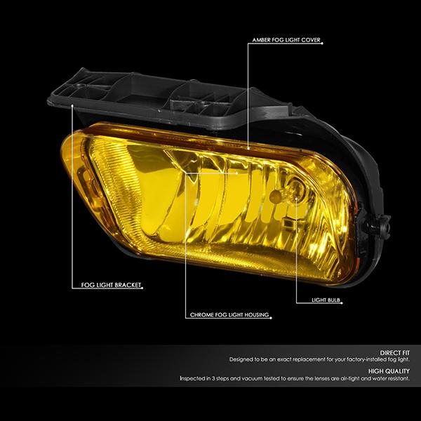 DNA Motoring, 04-07 Chevy Silverado 1500 2500 3500 HD Classic Amber Lens Fog Lights - with Light Bulbs