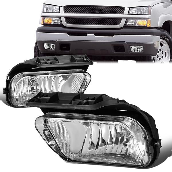 DNA Motoring, 04-07 Chevy Silverado 1500 2500 3500 HD Classic Clear Lens Fog Lights - with Light Bulbs