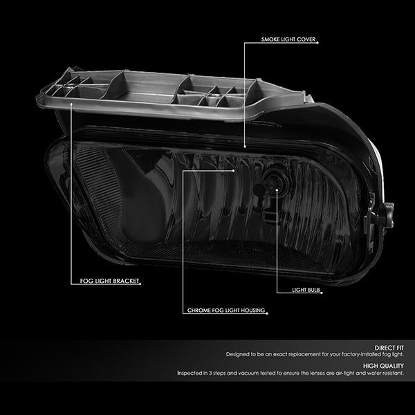 DNA Motoring, 04-07 Chevy Silverado 1500 2500 3500 HD Classic Smoked Lens Fog Lights - with Light Bulbs