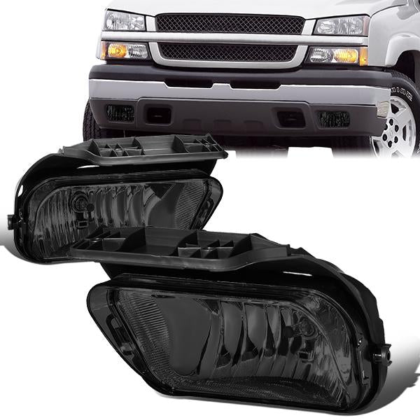 DNA Motoring, 04-07 Chevy Silverado 1500 2500 3500 HD Classic Smoked Lens Fog Lights - with Light Bulbs