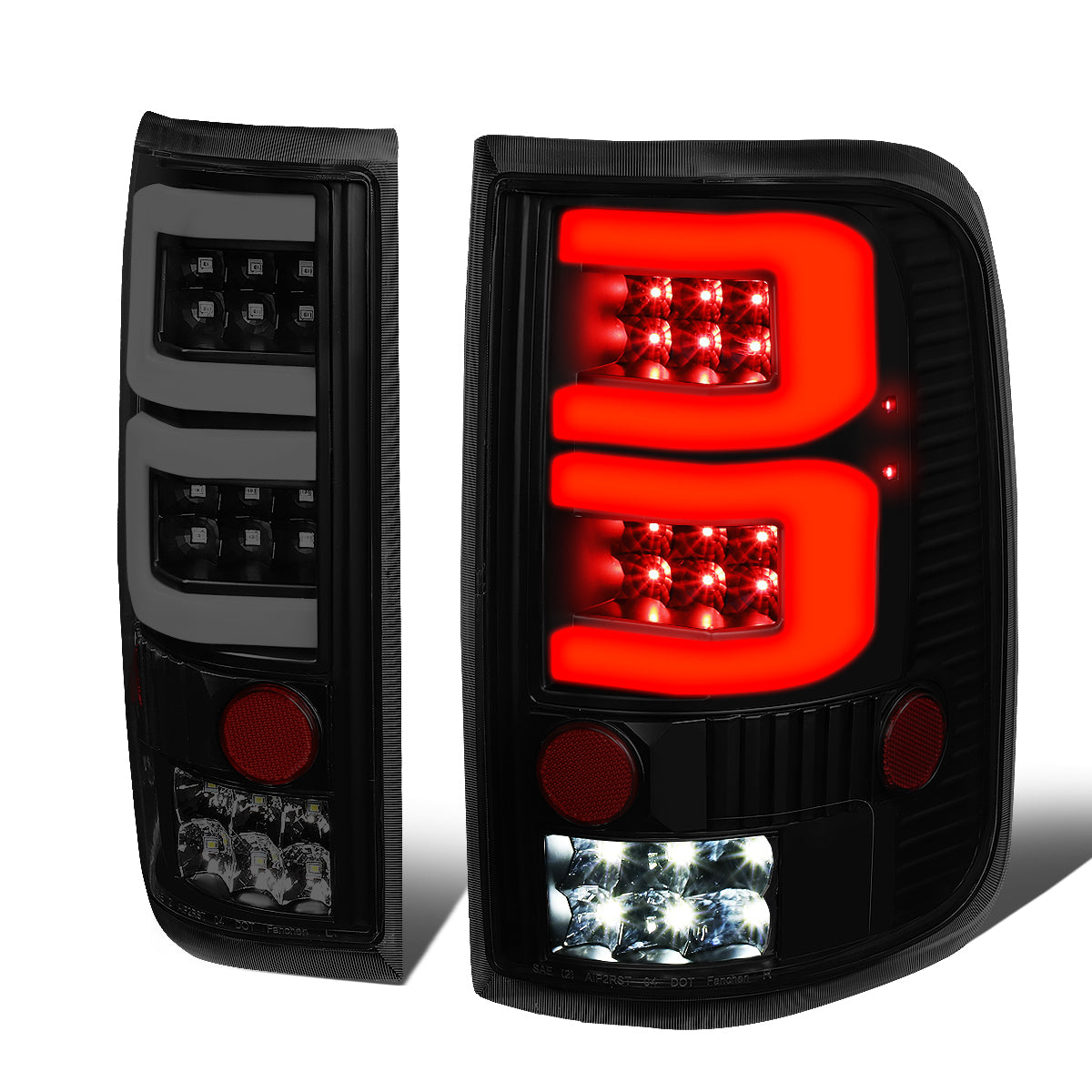 Nuvision Lighting, 04-08 Ford F150 Lobo Dual LED C-Bar Rear Brake Tail Lights - Tinted Housing