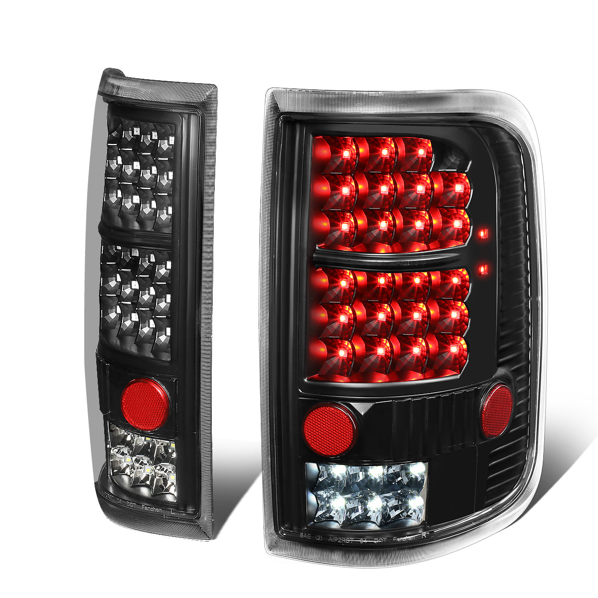 Nuvision Lighting, 04-08 Ford F150 Lobo Full LED Rear Brake Tail Lights - Black Housing