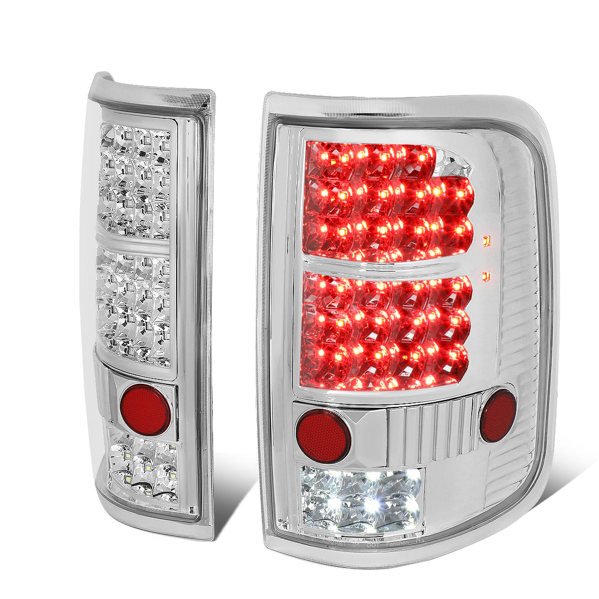 Nuvision Lighting, 04-08 Ford F150 Lobo Full LED Rear Brake Tail Lights - Chrome Housing