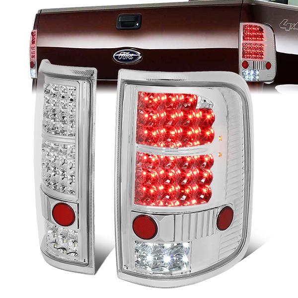 Nuvision Lighting, 04-08 Ford F150 Lobo Full LED Rear Brake Tail Lights - Chrome Housing