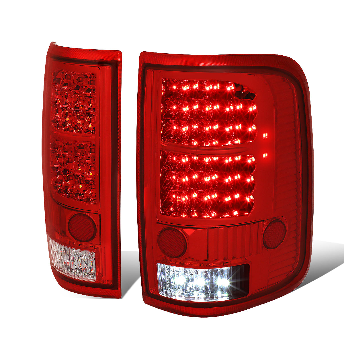 Nuvision Lighting, 04-08 Ford F150 Lobo Full LED Rear Brake Tail Lights - Red Housing