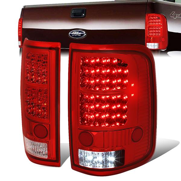 Nuvision Lighting, 04-08 Ford F150 Lobo Full LED Rear Brake Tail Lights - Red Housing