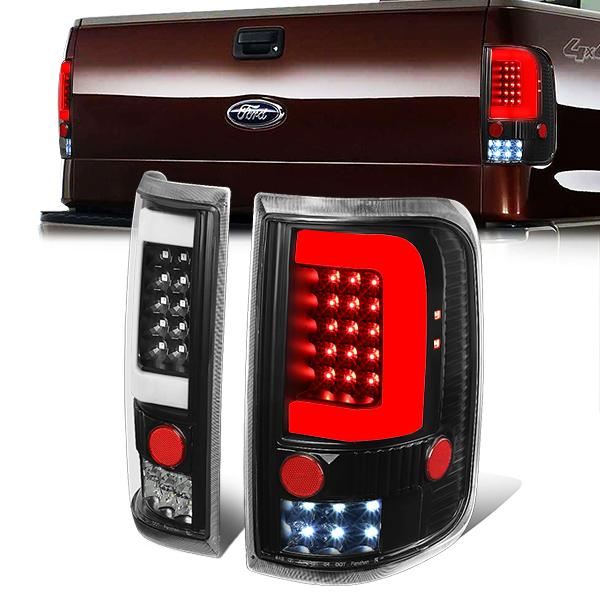 Nuvision Lighting, 04-08 Ford F150 Lobo LED C-Bar Rear Brake Tail Lights - Black Housing