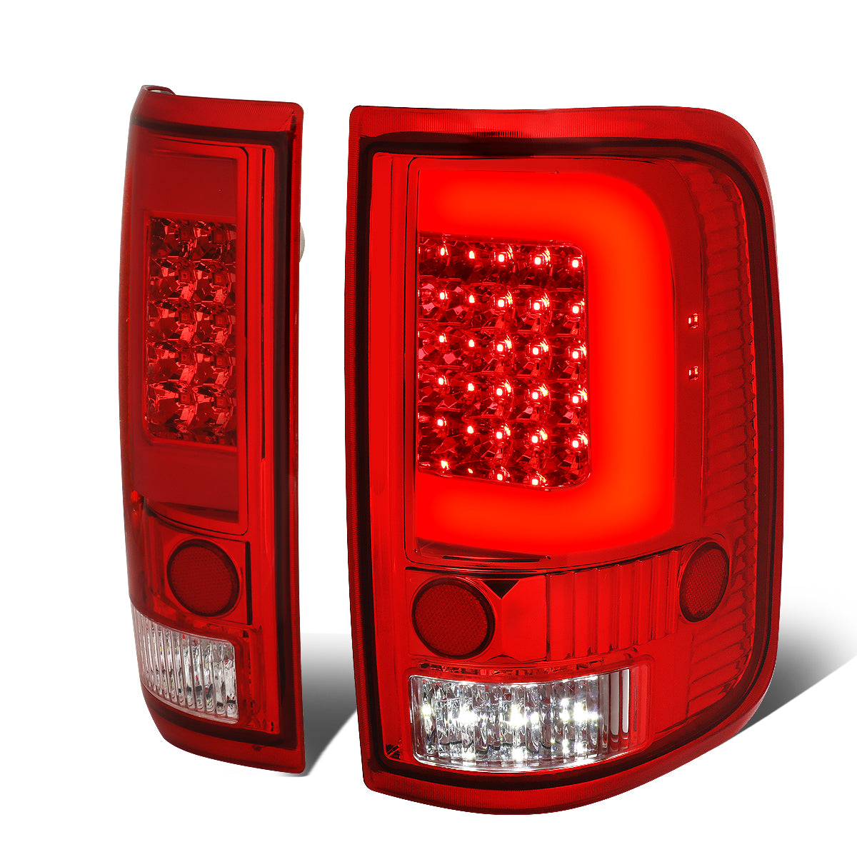 Nuvision Lighting, 04-08 Ford F150 Lobo LED C-Bar Rear Brake Tail Lights - Red Housing