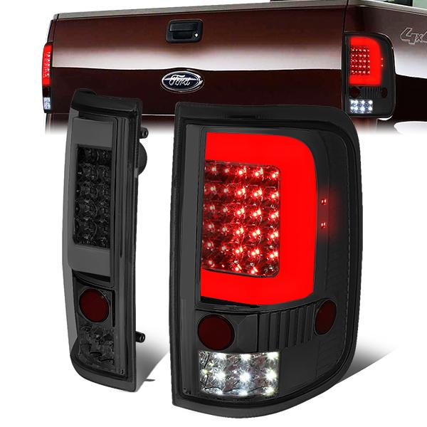 Nuvision Lighting, 04-08 Ford F150 Lobo LED C-Bar Rear Brake Tail Lights - Smoked Housing