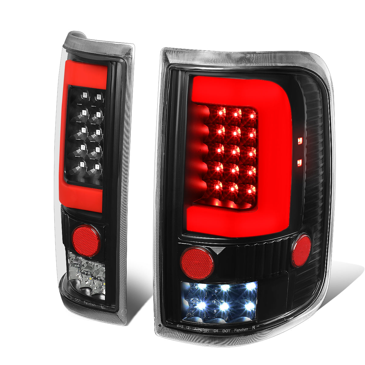 Nuvision Lighting, 04-08 Ford F150 Lobo Red C-Bar LED Rear Brake Tail Lights - Black Housing