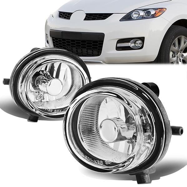 DNA Motoring, 04-16 Mazda MPV RX8 MX5 CX7 Clear Lens Fog Lights - w/Light Bulbs