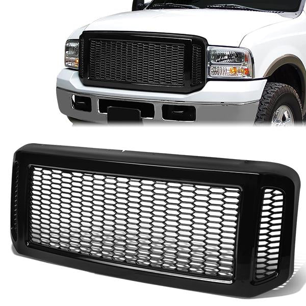 CAAP, 05-07 Ford F250 F350 F450 F550 Super Duty Front Grille - Badgeless Honeycomb Mesh - Black