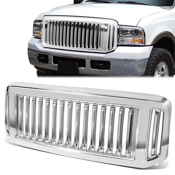 CAAP, 05-07 Ford F250 F350 F450 F550 Super Duty Front Grille - Badgeless Vertical Style - Chrome