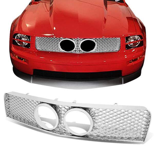 CAAP, 05-09 Ford Mustang GT 4.6L V8 Front Grille - Diamond Mesh - Chrome