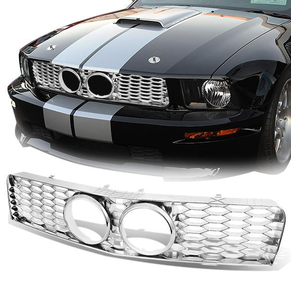 CAAP, 05-09 Ford Mustang GT Front Grille - Honeycomb Mesh - Chrome