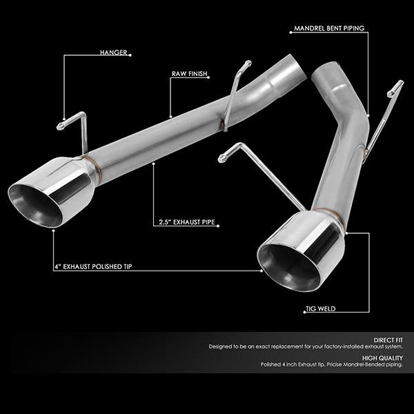 J2 Engineering, 05-10 Ford Mustang 4.6L 5.4L Axle-Back Exhaust 4 in. OD Stainless Steel Muffler Tips